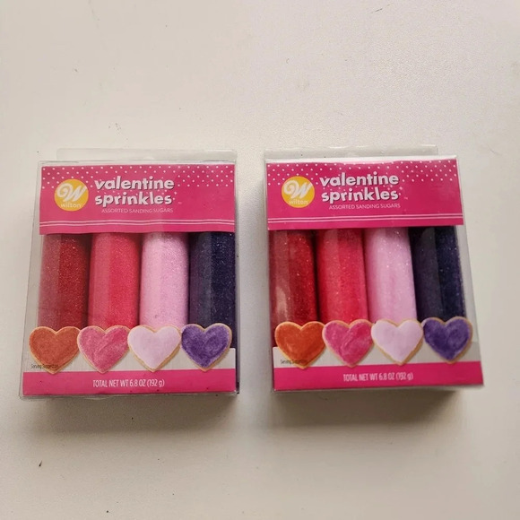 2 Pack Wilton Valentine Sprinkles Assorted Sanding Sugar Cupcake Topper Pink Red - Picture 1 of 8